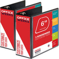 2 Pack 6 Inch Capacity D Ring Binders, 8.5 x 11, Black U96410