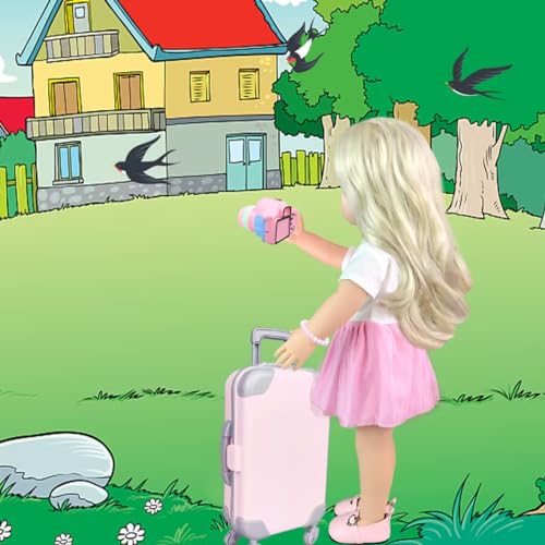 17Pcs 18 Inch Doll Clothes and Accessories Travel Play Set with Travel Pillow Camera F900
