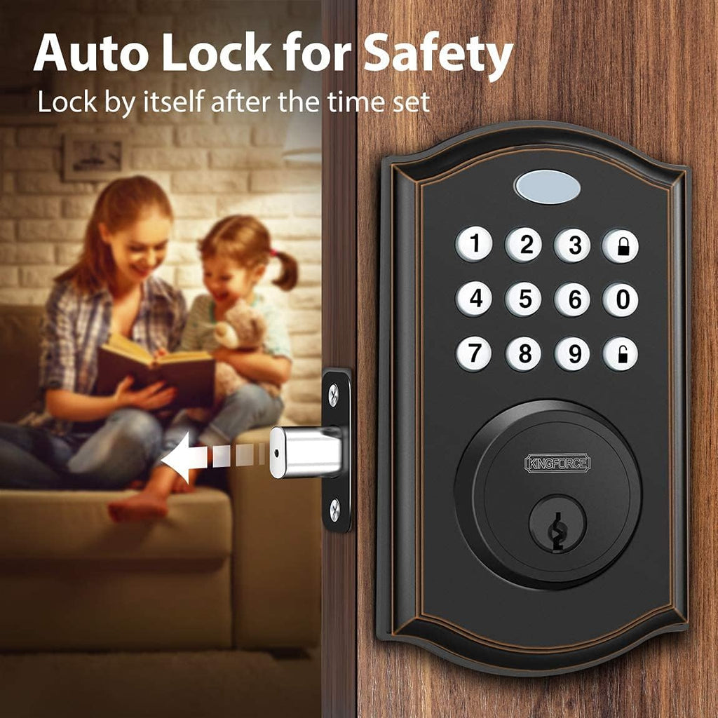 Keypad Deadbolt Lock, Keyless Entry Door Lock, Electronic Deadbolt, Black, Pack of 2 W868315