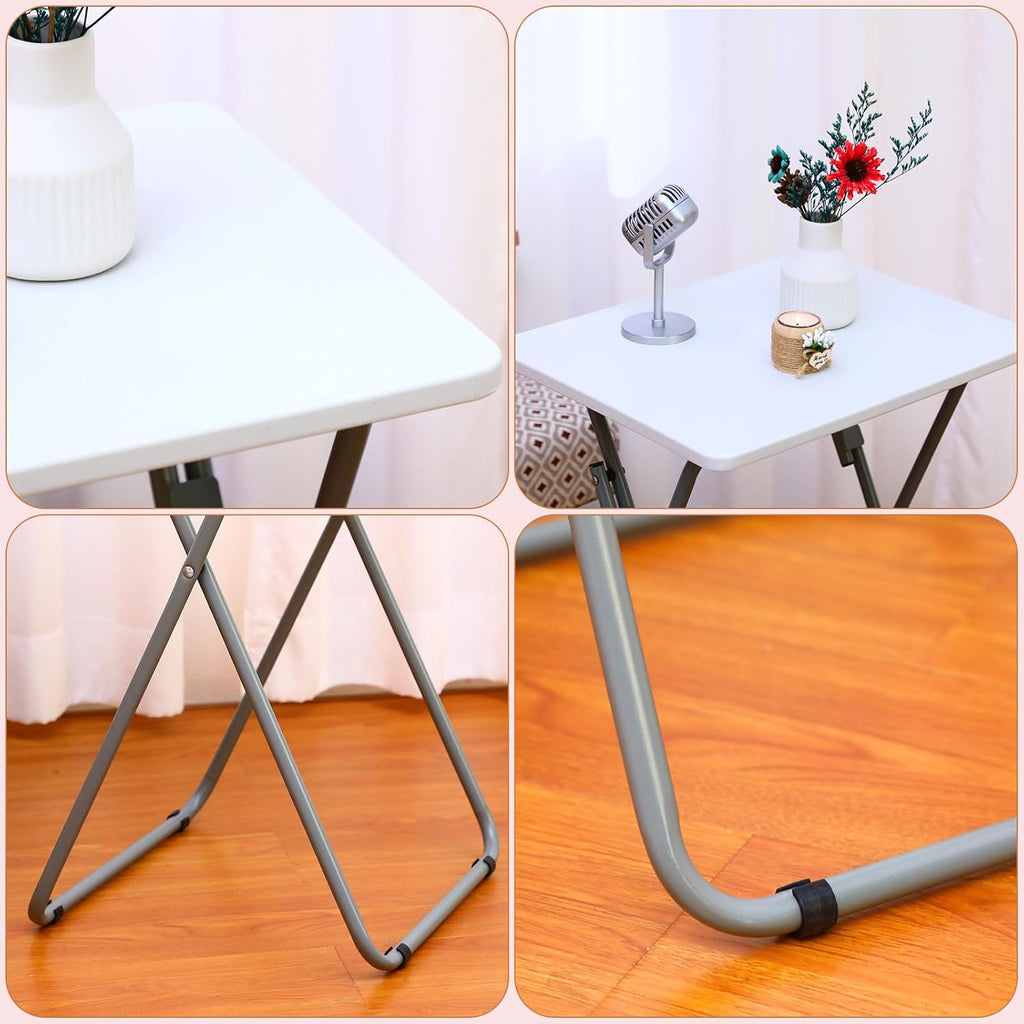 Set of 4 White Folding TV Tray Tables B519