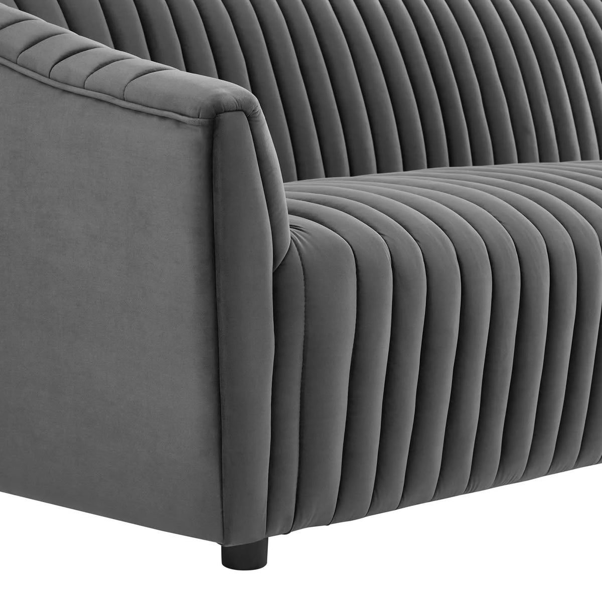 Charcoal Performance Velvet Channel Tufted Sofa F661