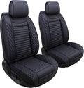 Black Leather Universal Front Captain Seat Covers 2 Pcs Z672