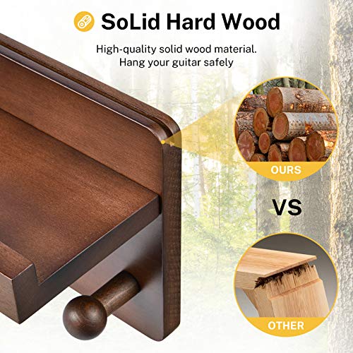 Wood Guitar Wall Mount Shelf with Pick Holder and 2 Hooks F984106