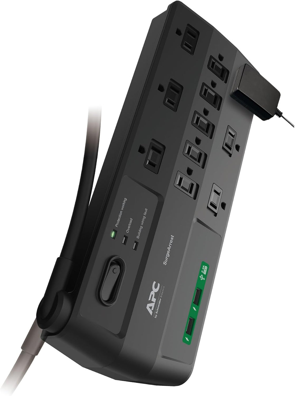 11 Outlet Power Strip Surge Protector with USB Ports, 2880 Joule, 8' Cord, Flat Plug, Black, Pack of 2 A5991