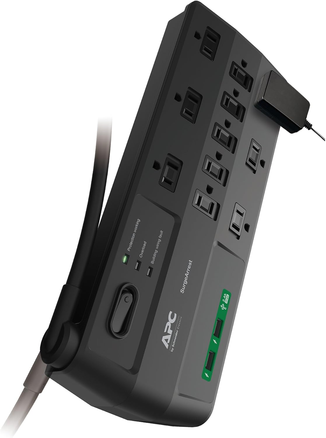 11 Outlet Power Strip Surge Protector with USB Ports, 2880 Joule, 8' Cord, Flat Plug, Black, Pack of 2 A5991