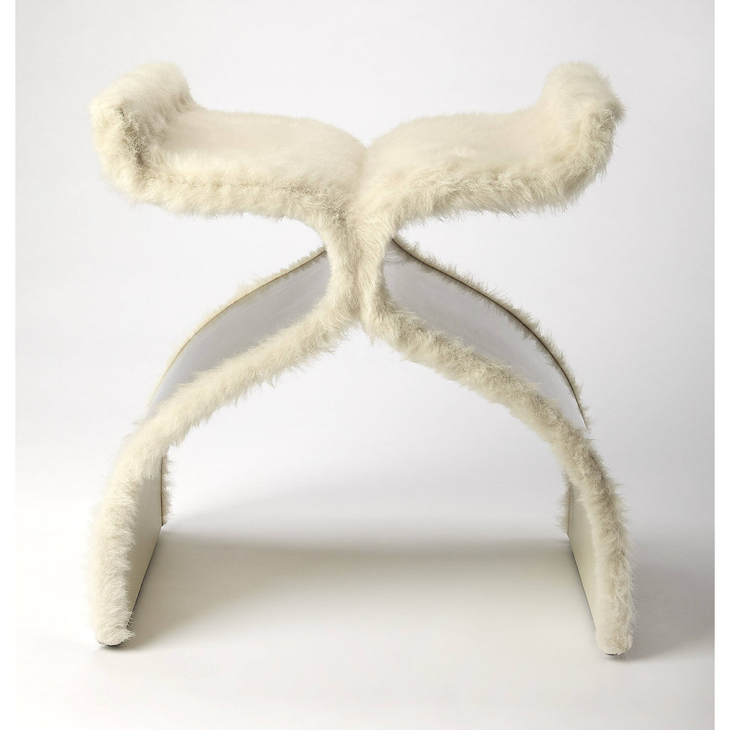 Faux Fur Silver Stool I737680