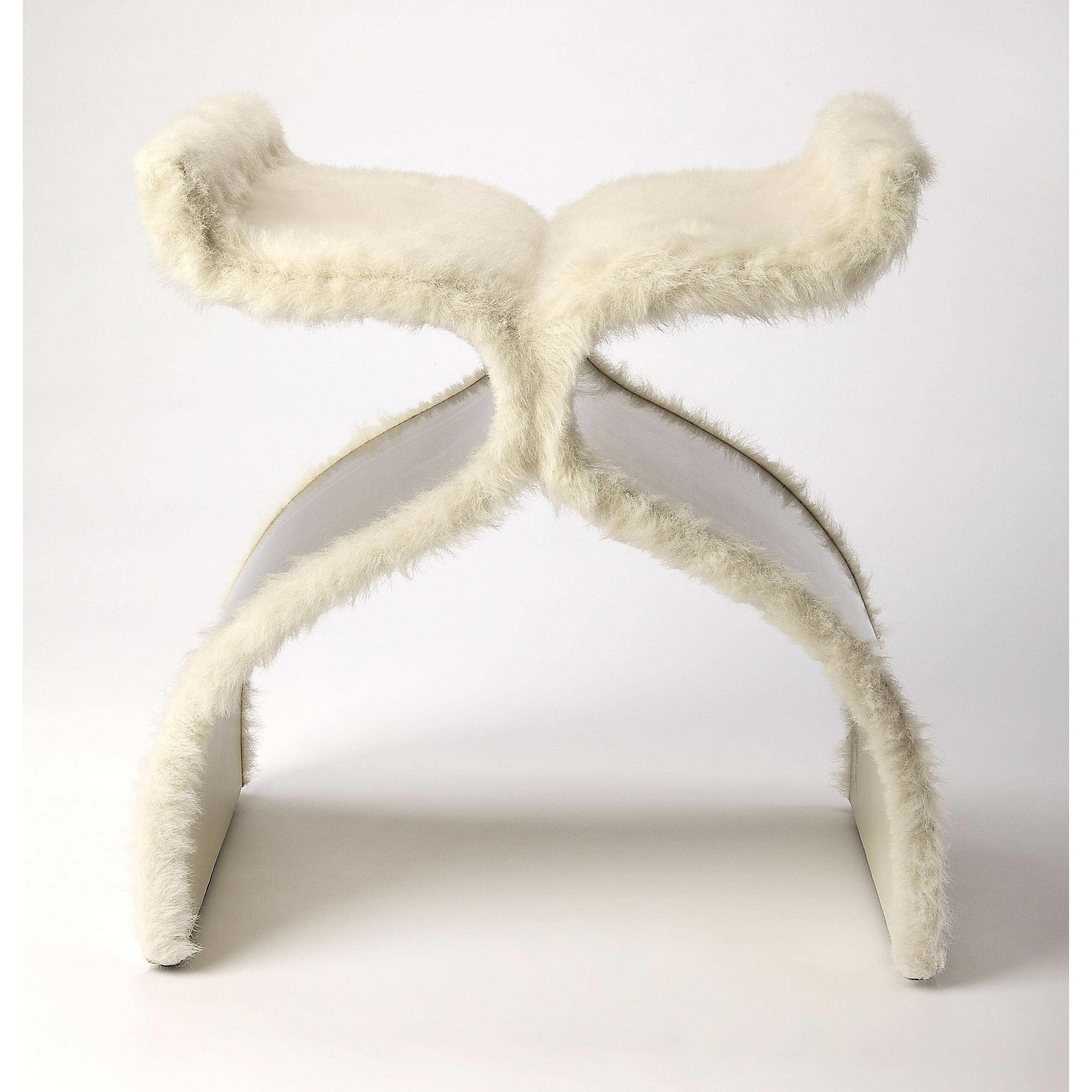 Faux Fur Silver Stool I737680
