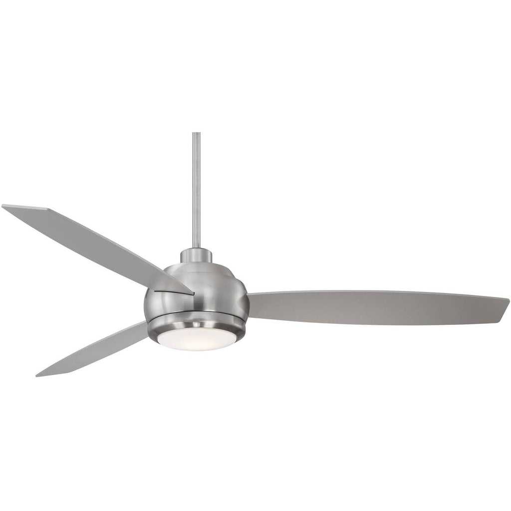 Brushed Nickel LED Ceiling Fan with Light Opal Glass W3118
