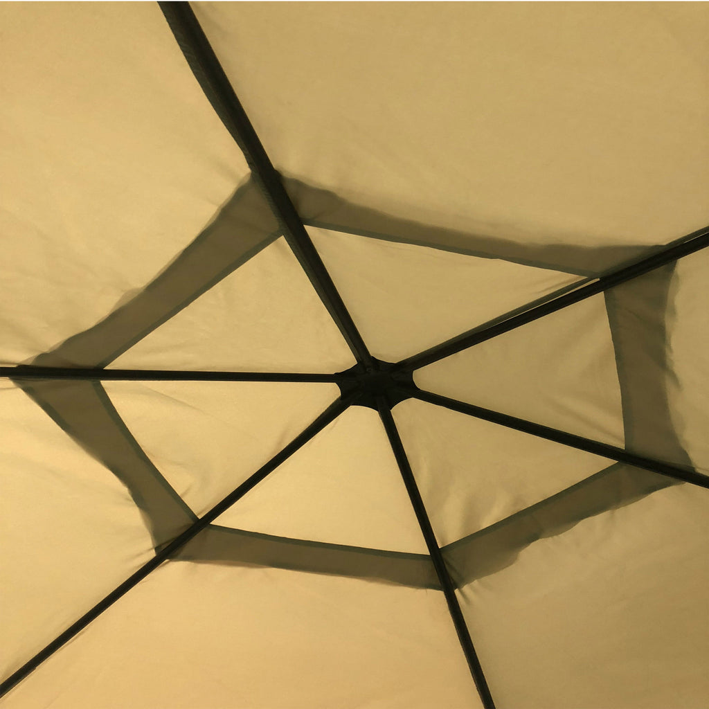 Beige Dark Gray Water Resistant Fabric and Steel Gazebo I4912