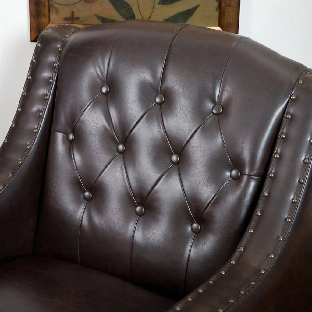 Dark Espresso Tufted Leather Club Chair O673