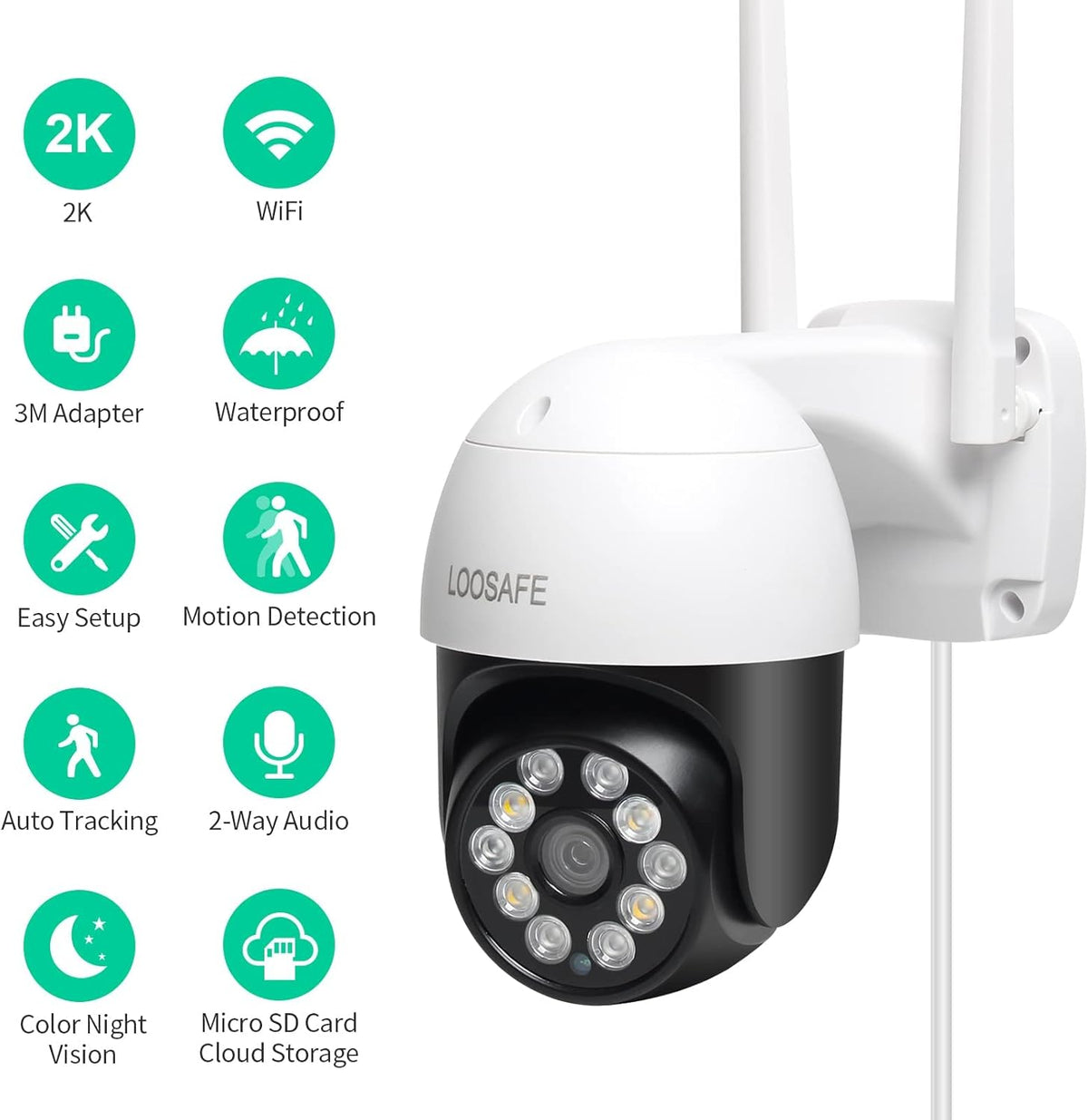 4MP PTZ Wireless Security Camera Outdoor with Spotlights H705564