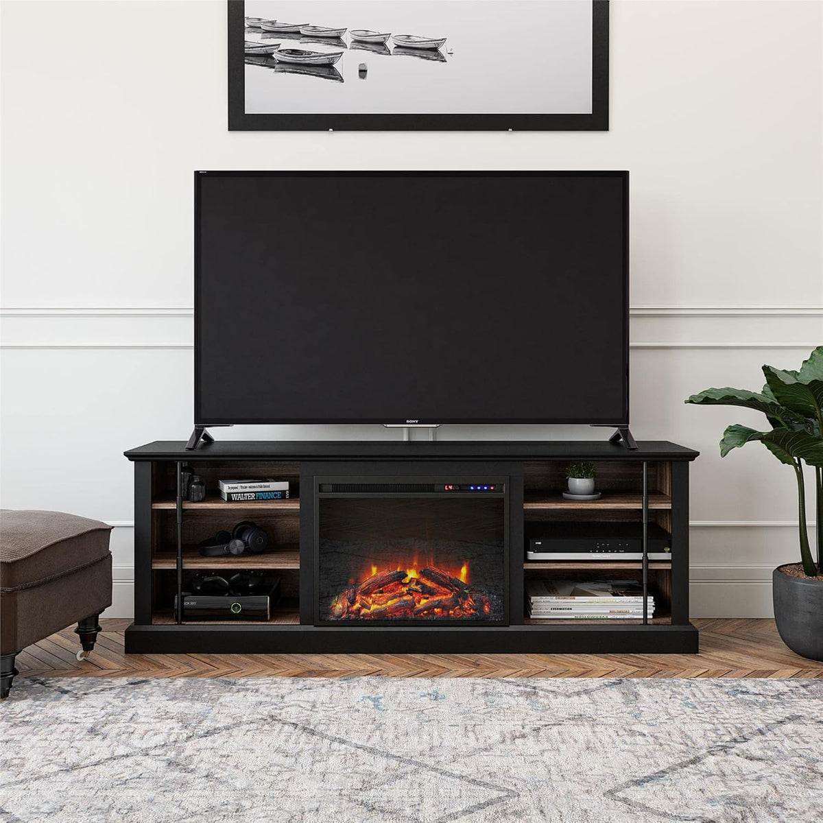 Black Fireplace Stand for TVs up to 70" G8858