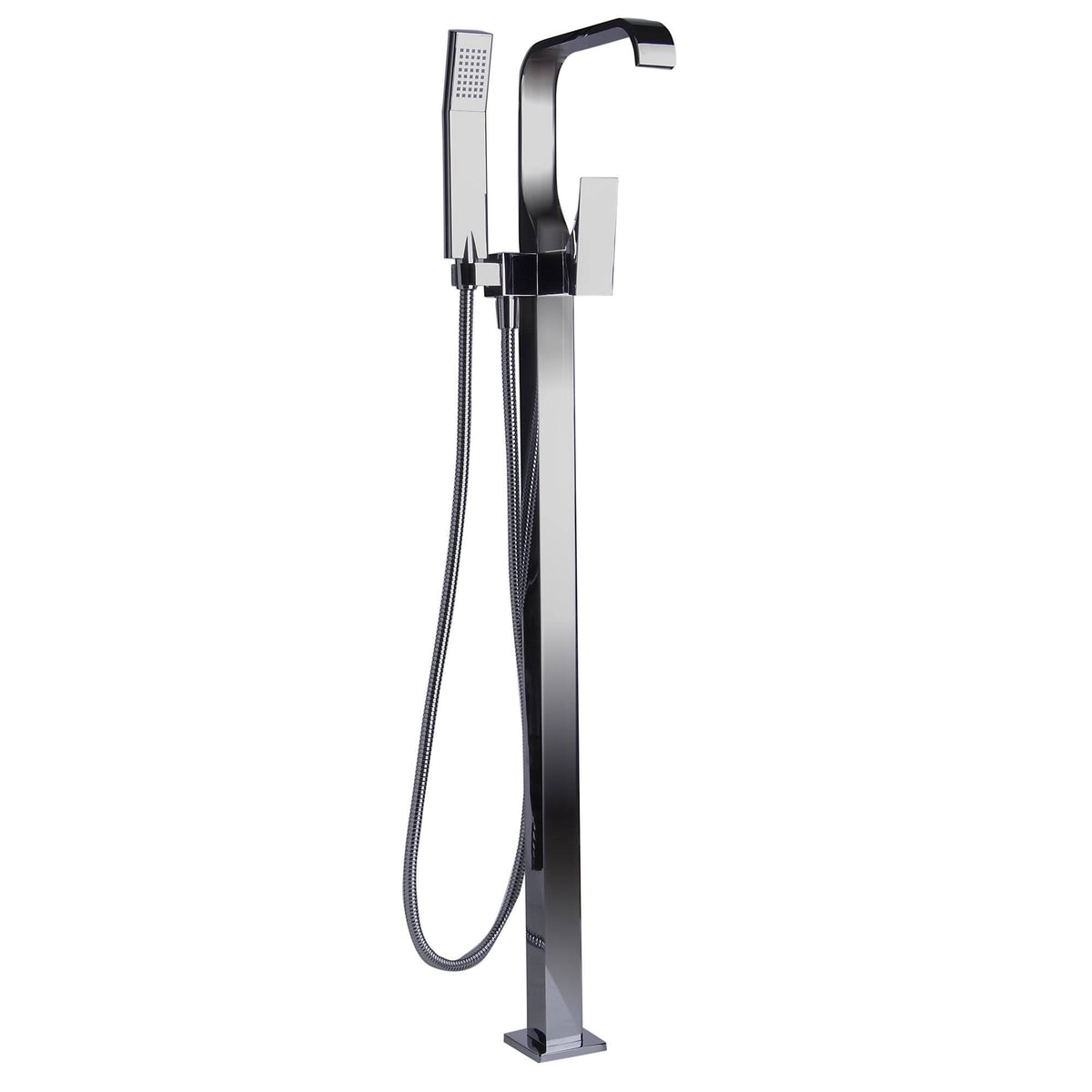 Polished Chrome Single Lever Floor Mounted Tub Filler Mixer with Hand Held Shower Head O33182