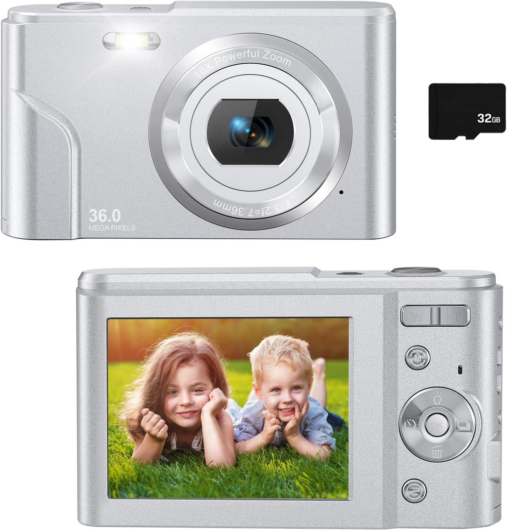 36MP Full HD 1080P Rechargeable Digital Camera with 32GB SD Card (Green) T5655