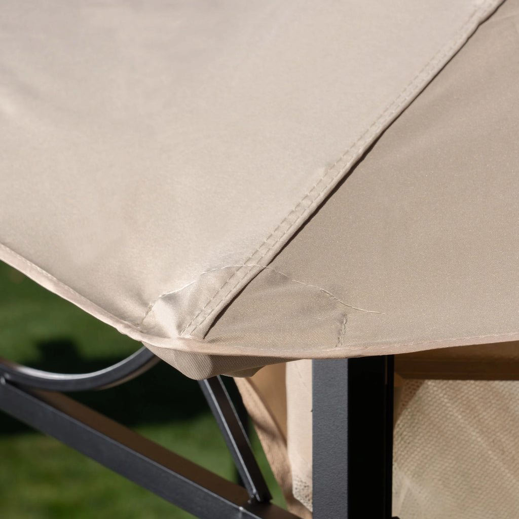 Beige Dark Gray Water Resistant Fabric and Steel Gazebo I4912