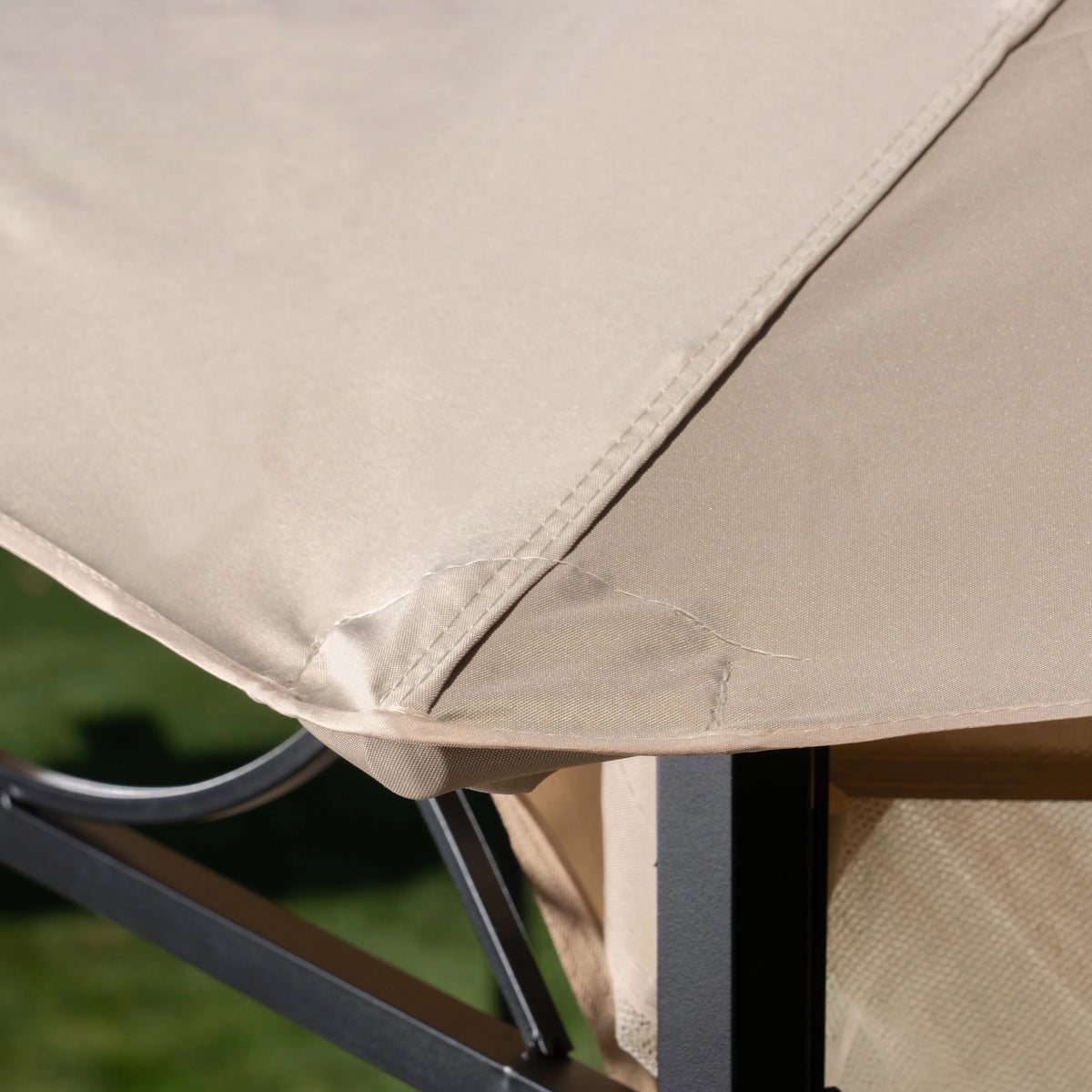 Beige Dark Gray Water Resistant Fabric and Steel Gazebo I4912
