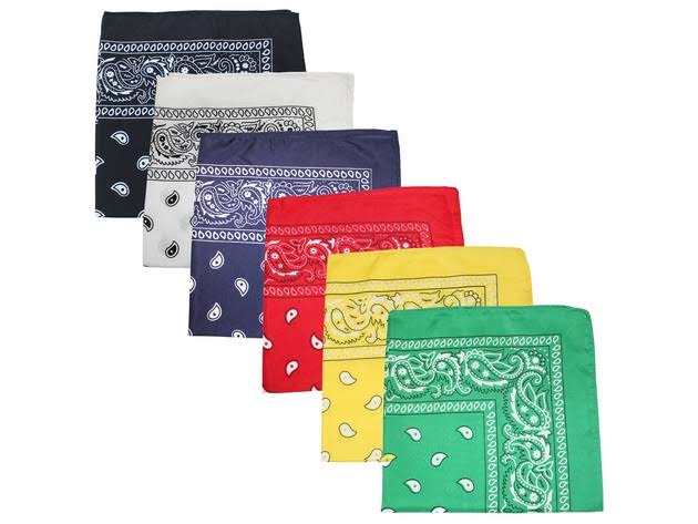 72 Pack Royal Blue Paisley Print Polyester Bandanas U90134