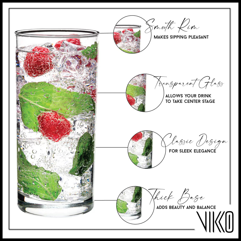 Set of 12 Tall Drinking Glasses, 12.25 oz Z4904