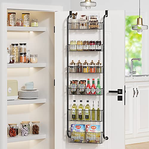 8 Tier Over the Door Pantry Organizer with 8 Full Baskets, Metal White Z4677
