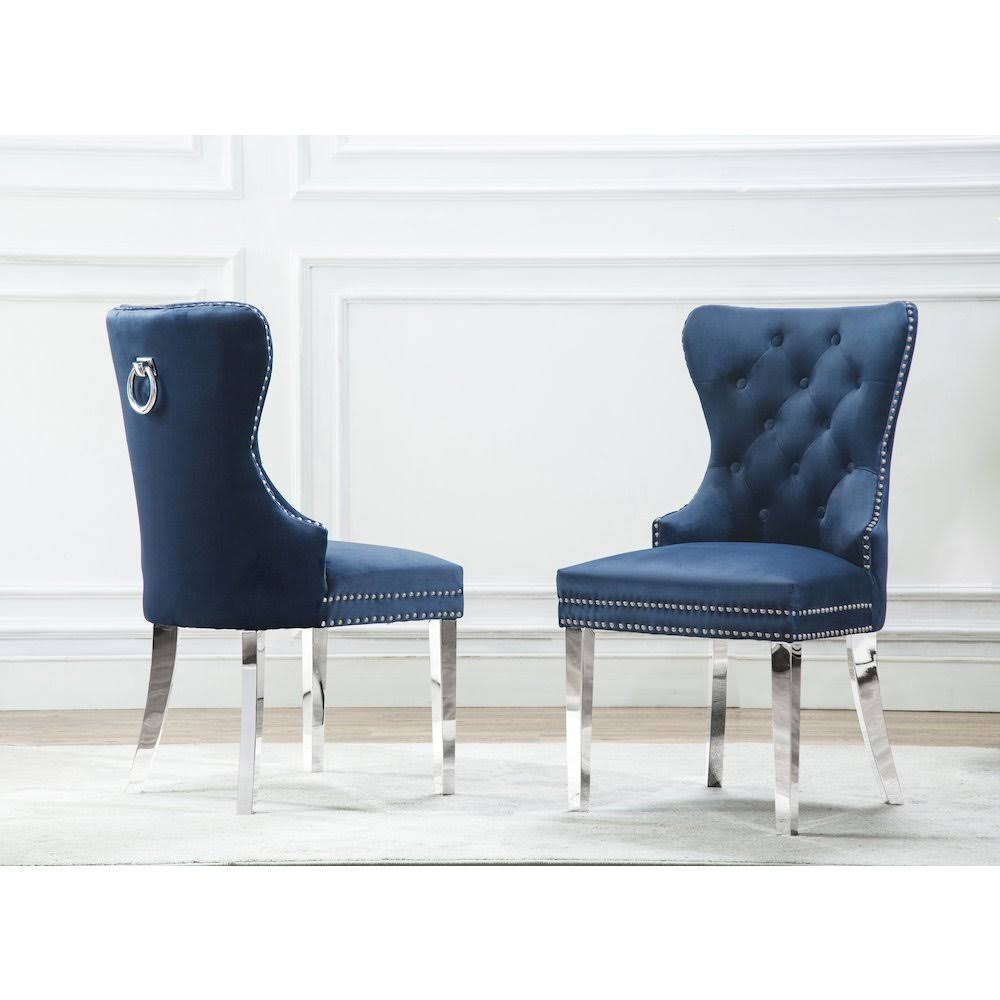 Navy Blue Button Tufted Dining Side Chair Set of 2 K745642