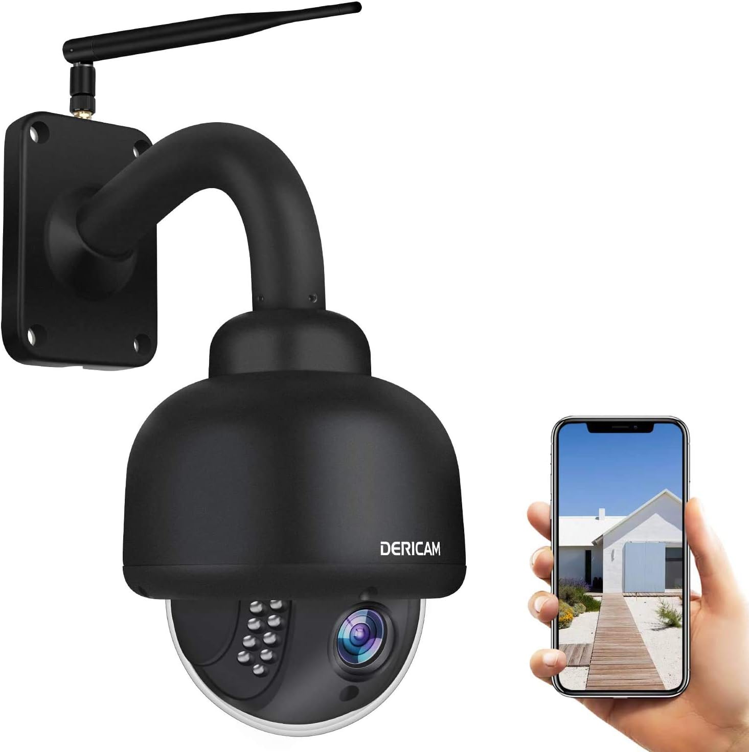 Black PTZ WiFi IP Security Camera with 4X Optical Zoom and Night Vision B942