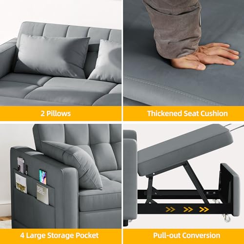 55" Convertible Velvet Sofa Bed, Full Size U33548