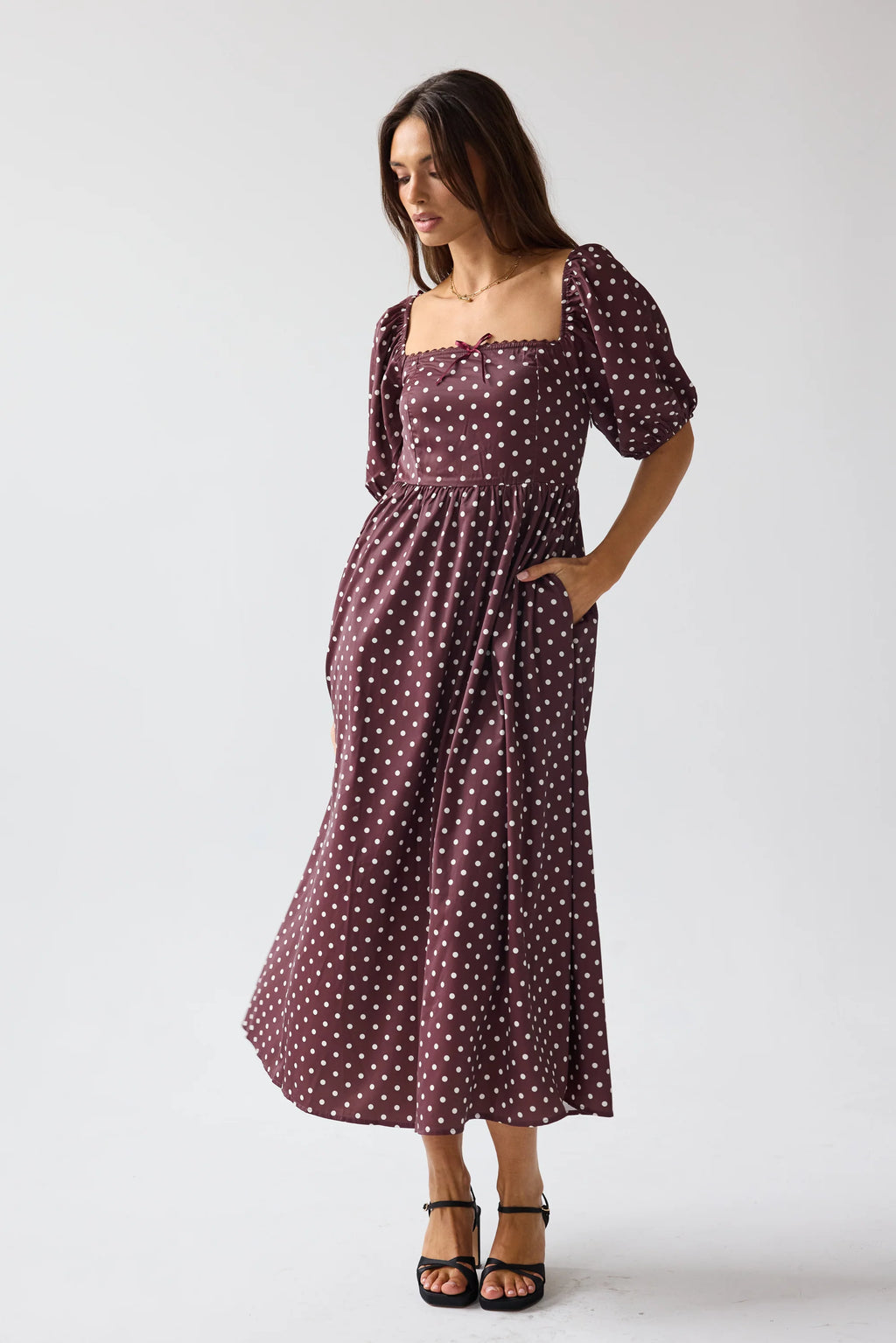 Polka Dot Midi Dress W919