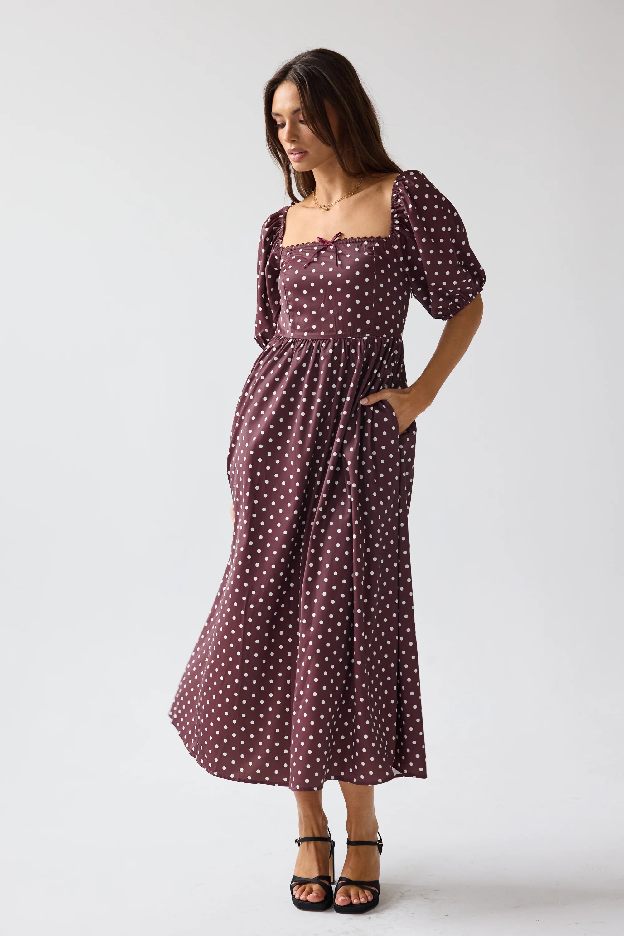 Polka Dot Midi Dress W919