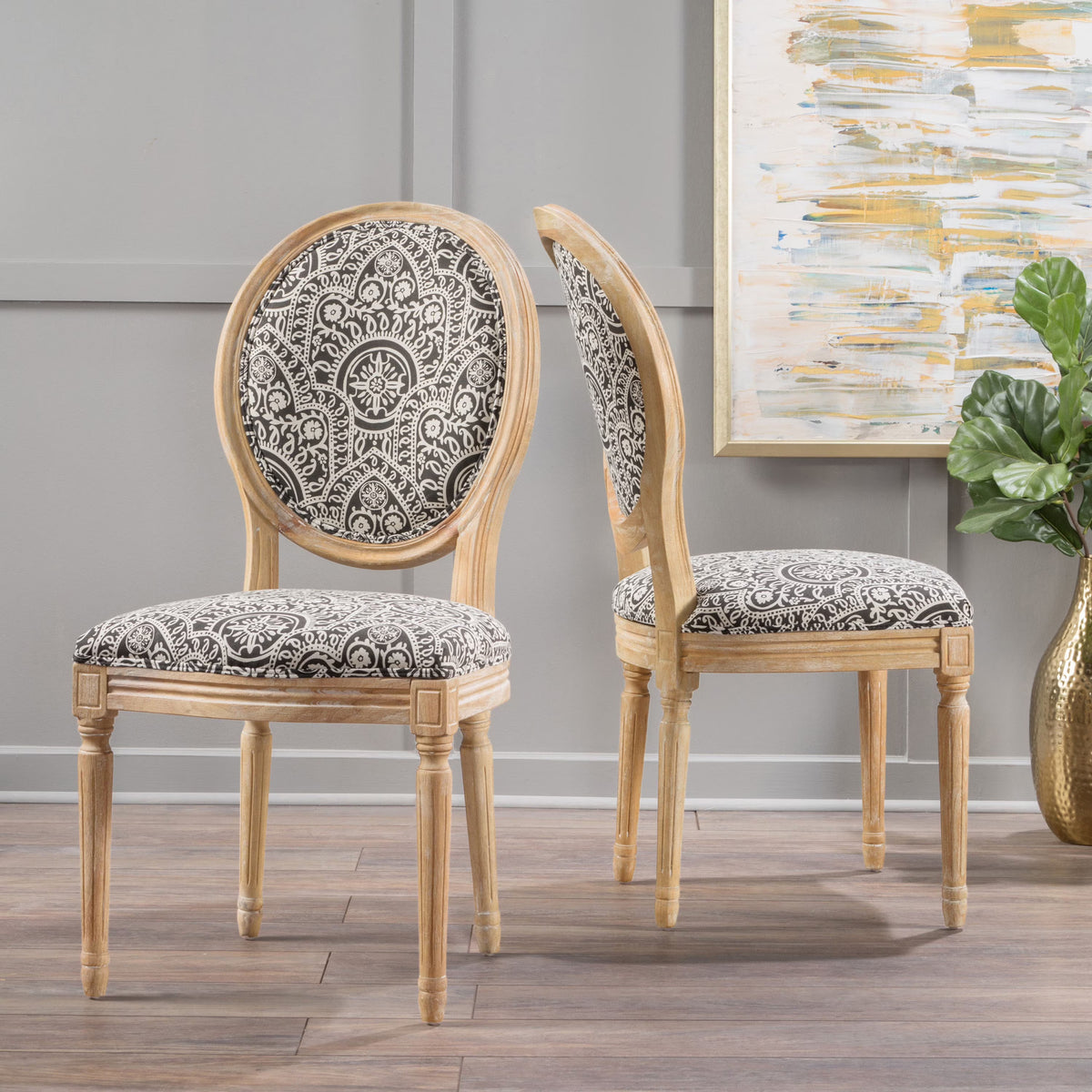 Black Fabric Dining Chairs, Set of 2 G740