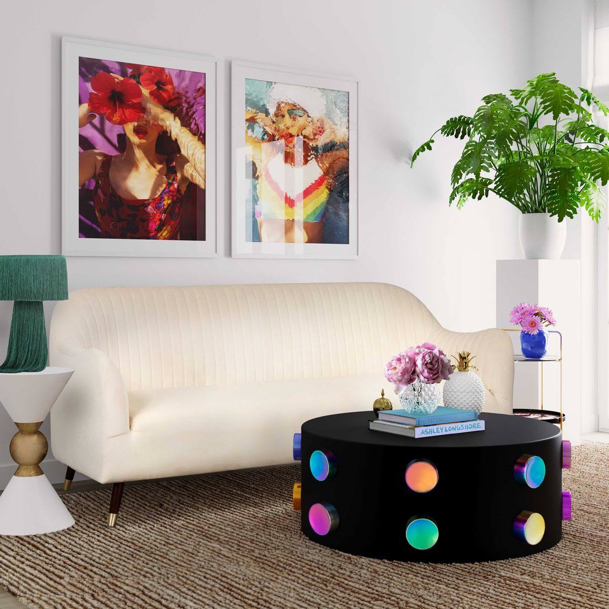 Cream Velvet Sofa U185