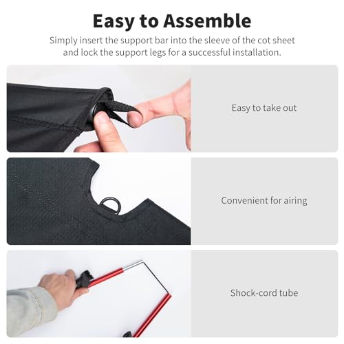 Dark Black Ultralight Folding Camping Cot with Carry Bag U90574