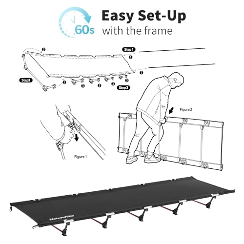 Dark Black Ultralight Folding Camping Cot with Carry Bag U90574
