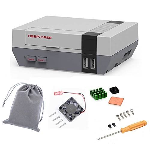 NESPi Case Plus with Power Button, Cooling Fan, Heatsinks, and Flannel Bag X329563