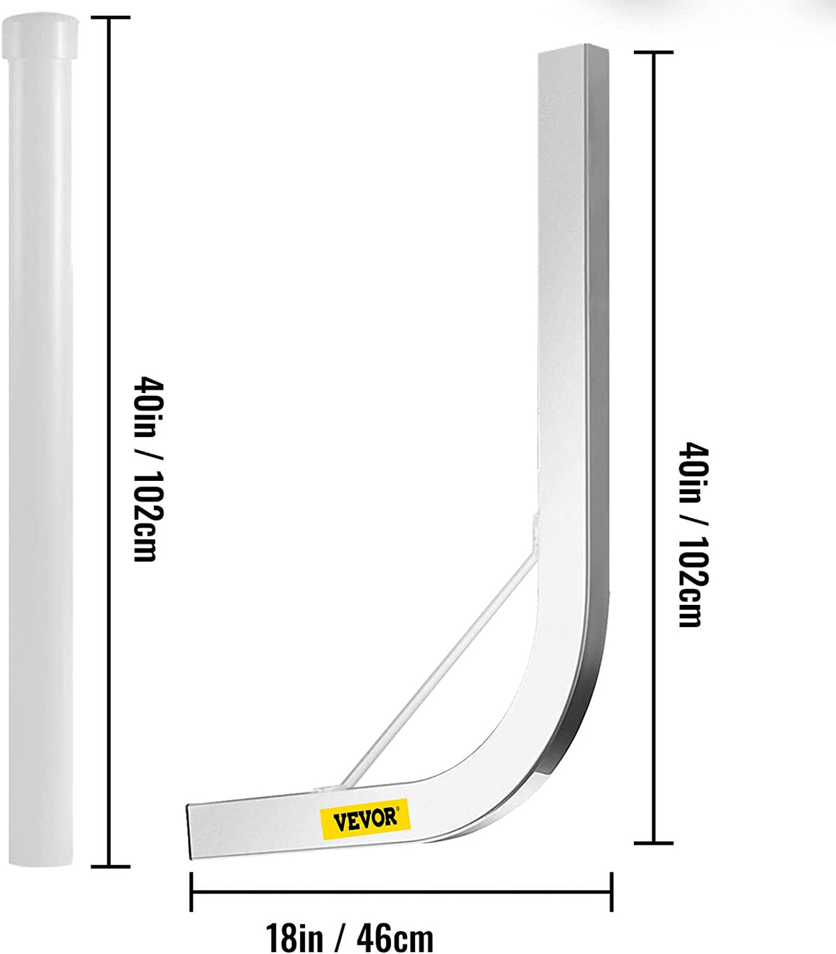48 in. Steel Boat Trailer Guide-on with White PVC Tube Covers O755
