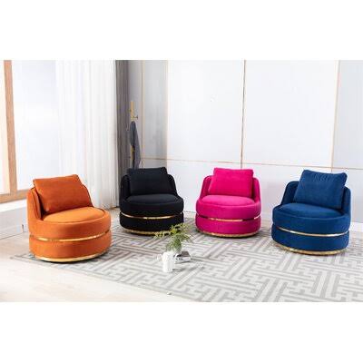 Orange Velvet Tufted Barrel Chair W5127