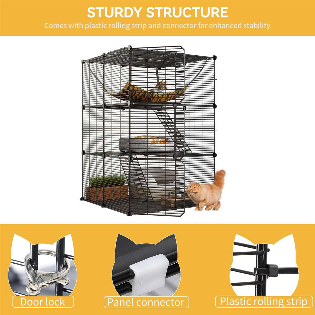 Cat Cage Cat Enclosures Cat Kennel with Extra Large Hammock F751851