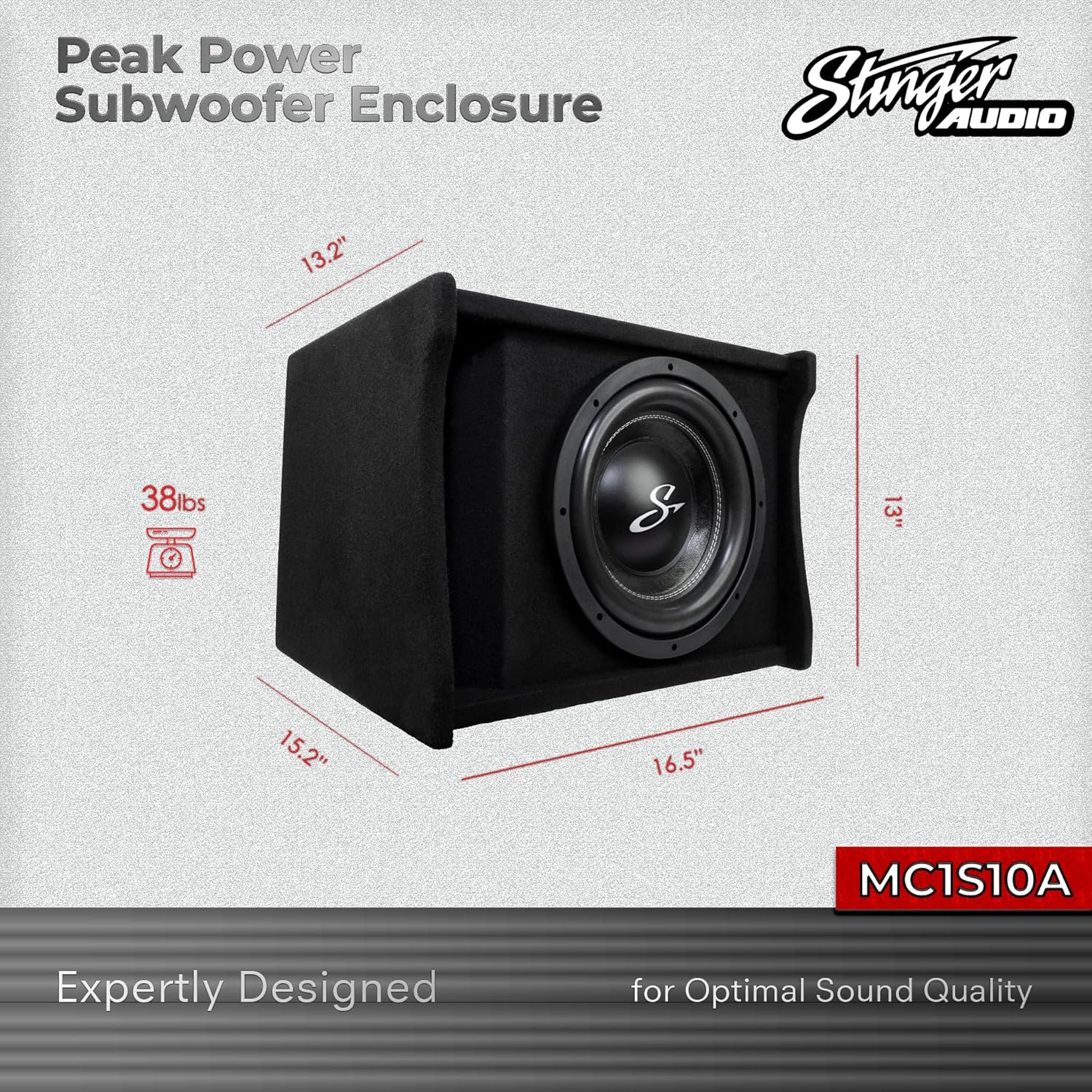 Single 10" 1,200 Watt Peak Power Loaded Subwoofer Enclosure H2554