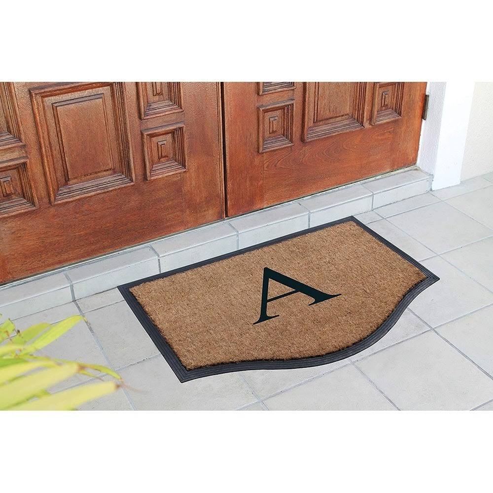 Black/Beige Rubber and Coir Non-Slip Extra Large Door Mat R876