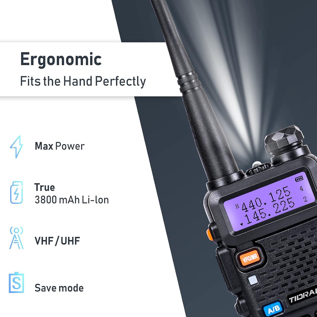 2 Pack Ham Radio Handheld Two Way Radio with Rechargeable 3800mAh Extended Battery M833
