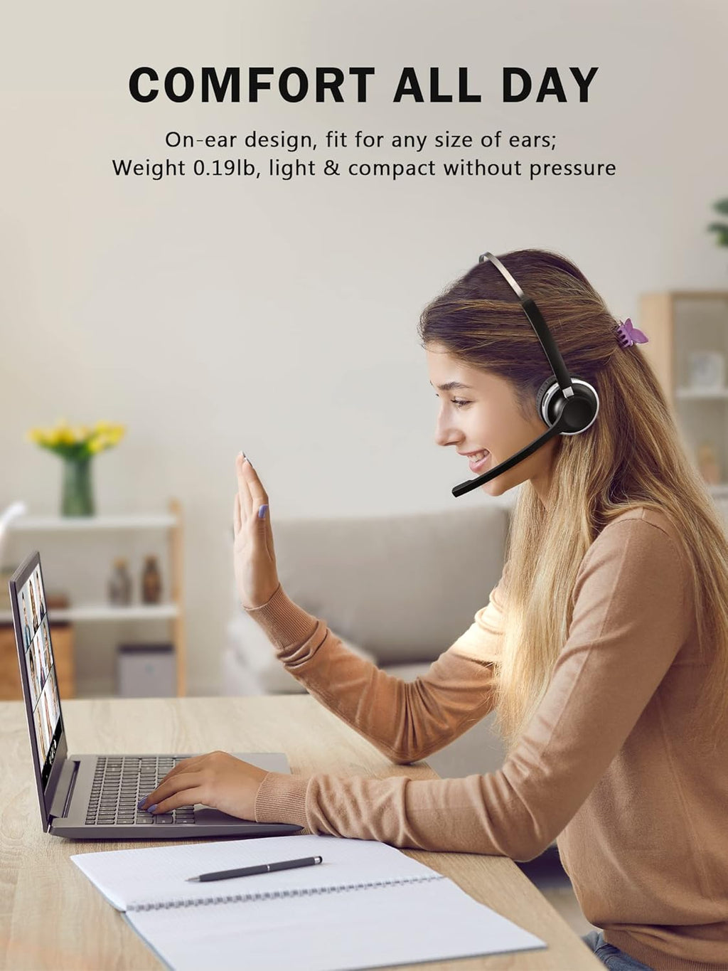 Bluetooth Headset with Microphone Noise Canceling, Pack of 2 E908487