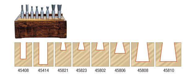 8-Piece Carbide Tipped Dovetail 1/2 inch Shank Set V435