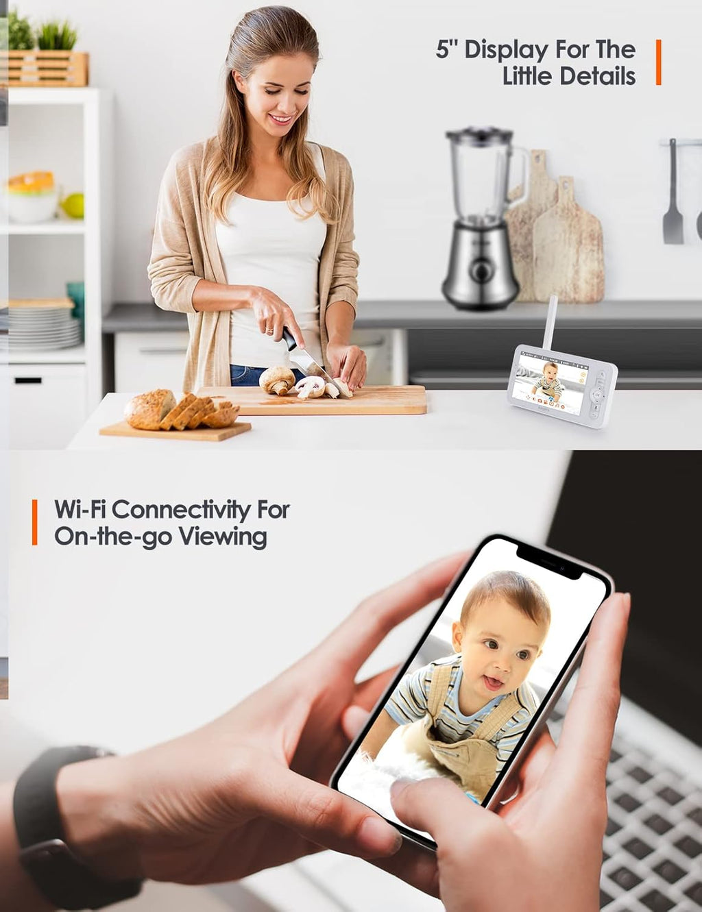 Video Baby Monitor with 1080P Pan/Tilt Camera and Infrared Night Vision Y9932