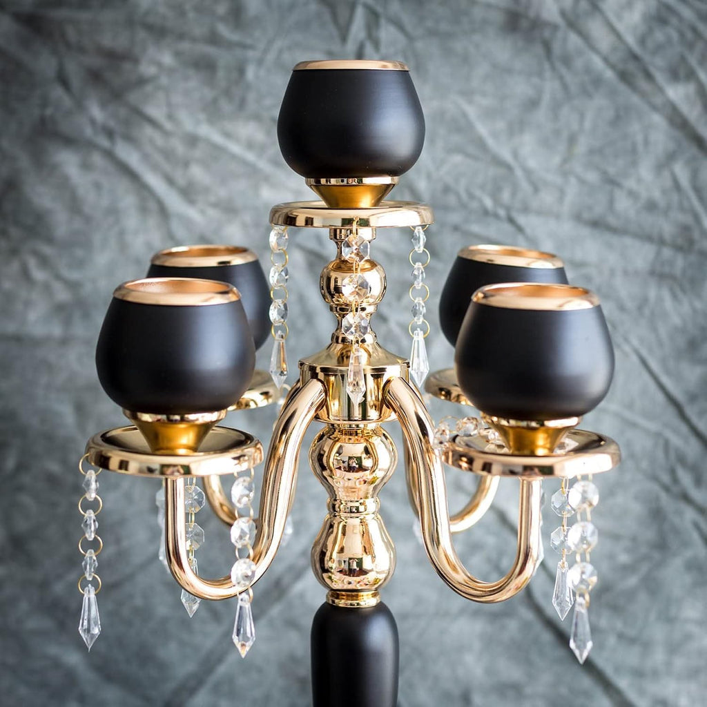 25 Matte Black/Gold Metal Tealight Candle Holder P974