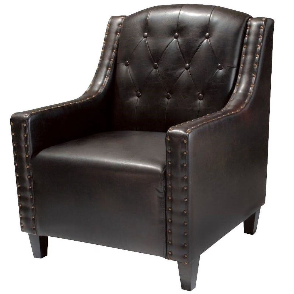 Dark Espresso Tufted Leather Club Chair O673