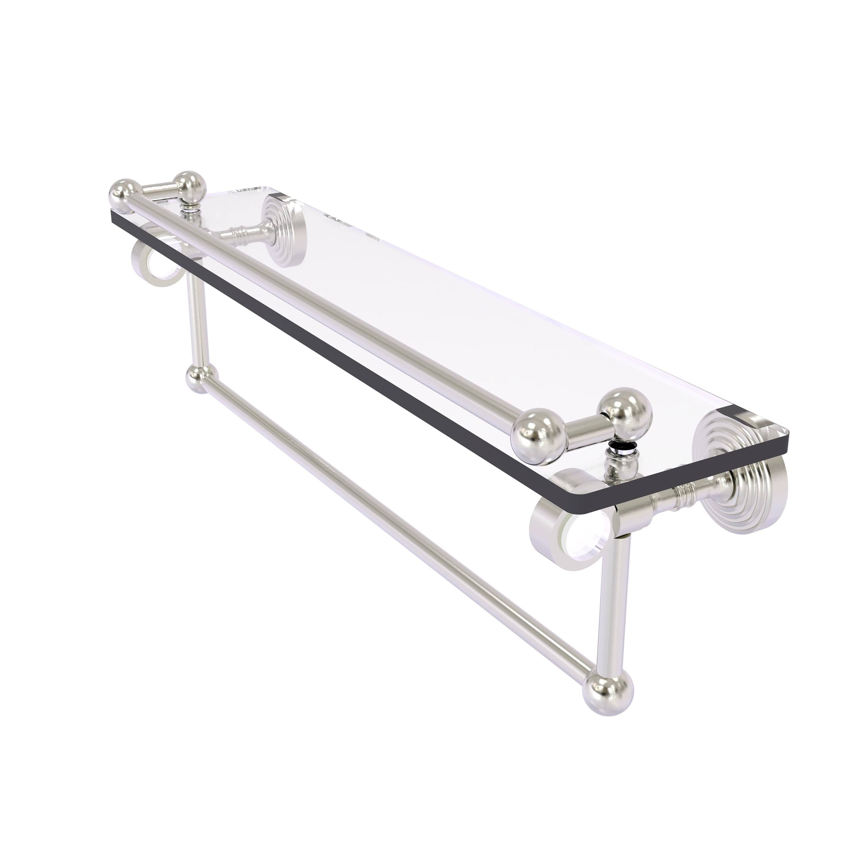 Satin Nickel Glass Shelf with Gallery Rail and Towel Bar I8535