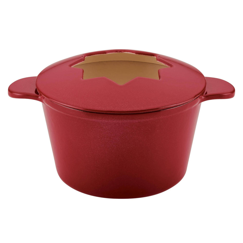 1.5-Quart Red Cast Iron Fondue Pot Set A1226
