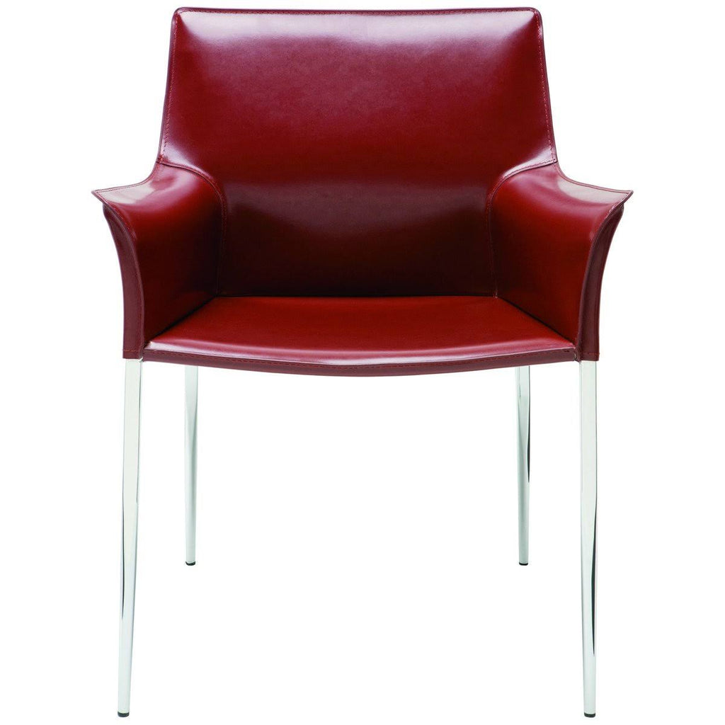 White Leather Dining Arm Chair Y314