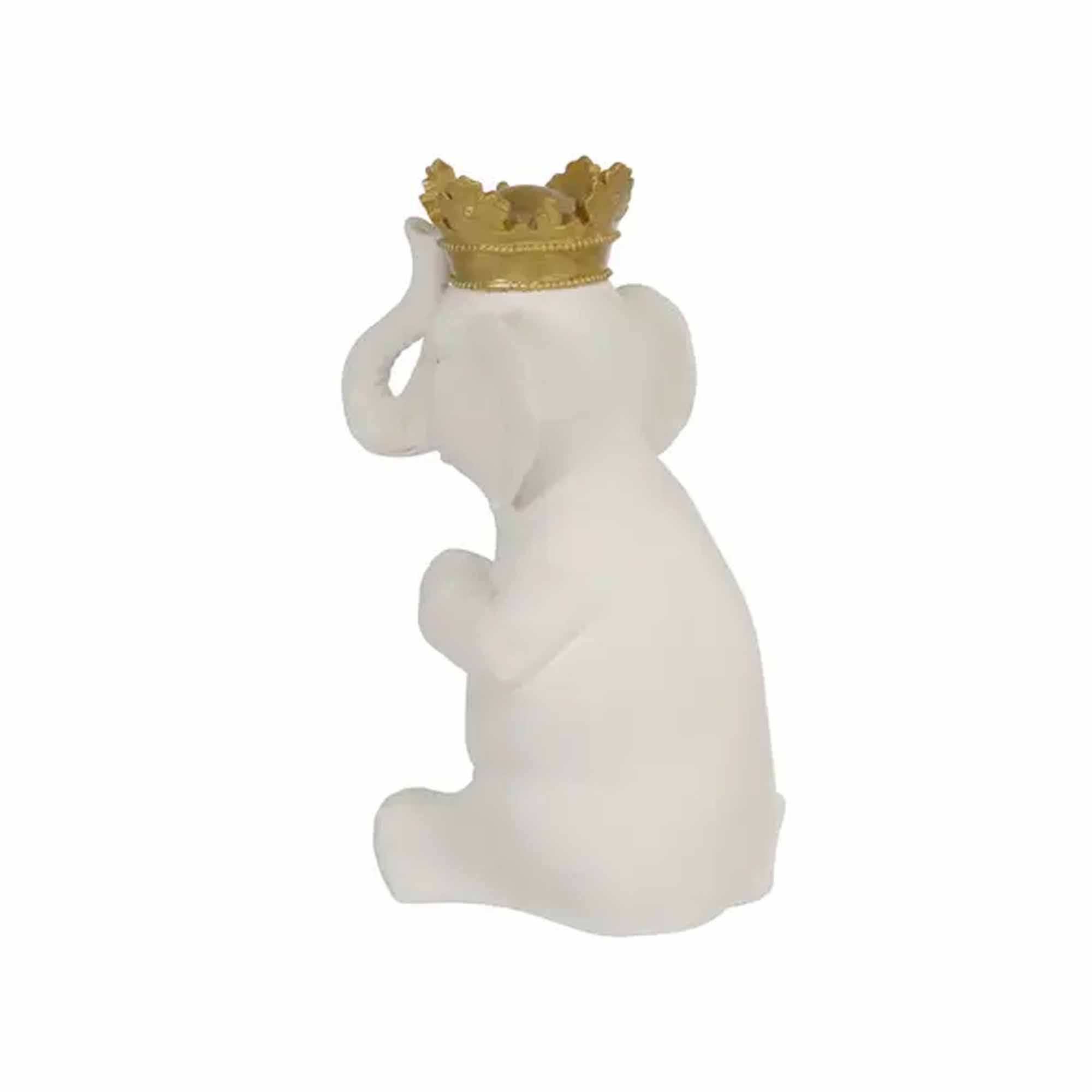 White/Gold Polyresin Elephant S16967