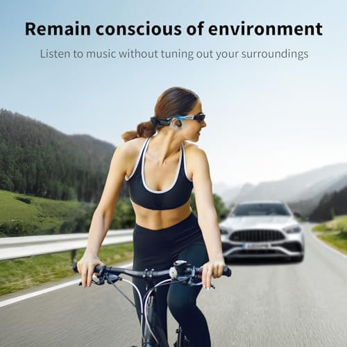 Bone Conduction Headphones, Open Ear IPX8 Waterproof Bluetooth 5.4 with Mic, 10H Playtime Wireless Earbuds E7109