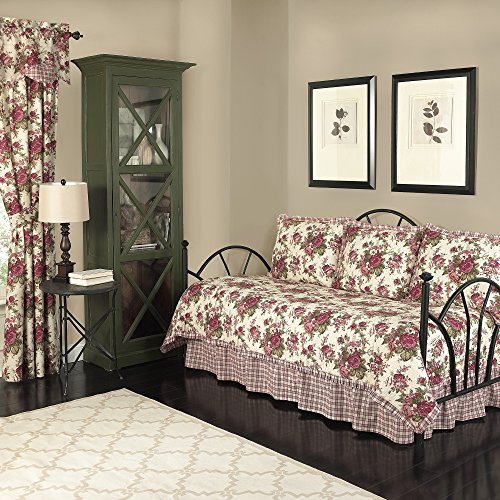 5-Piece Reversible Daybed Quilt Bedspread Set, 105" x 54", Tea Stain V815